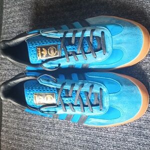 Adidas Gazelle Indoor Bright Blue/Black Gum Sole men's sneakers